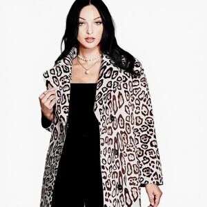 Guess Mob Wife Leopard Coat Jacket Women's S Animal Print Sally Button Down